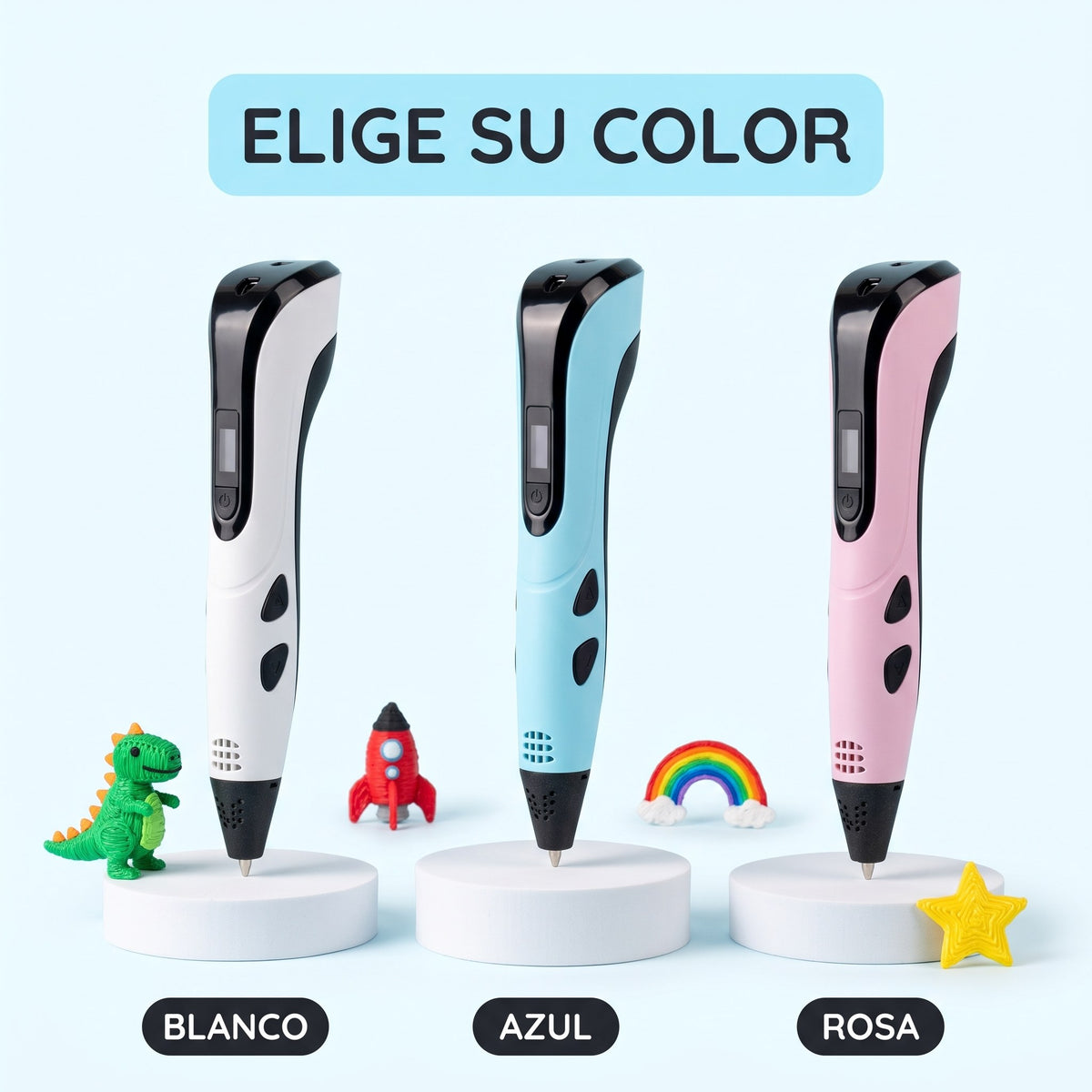 Available in white, blue and pink